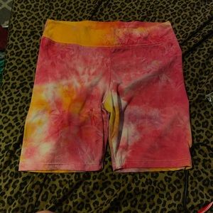Size large orange pink and white biker shorts